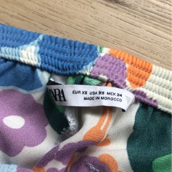 Zara Blue and Green Wide Leg Pants - Picture 3 of 9